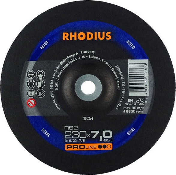 Δίσκος Λειάνσεως Σιδήρου RHODIUS 230x7mm RS2